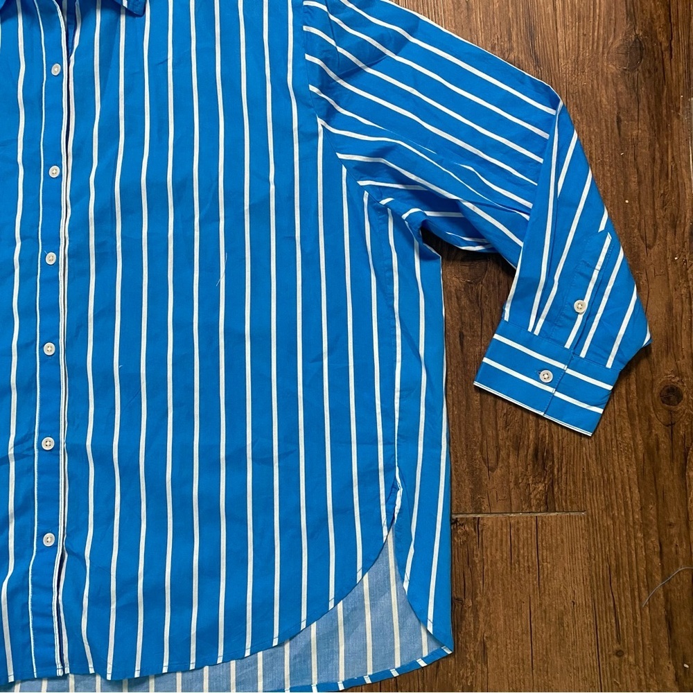 Aerie Blue and White Striped Shirt XXL - Picture 8 of 10